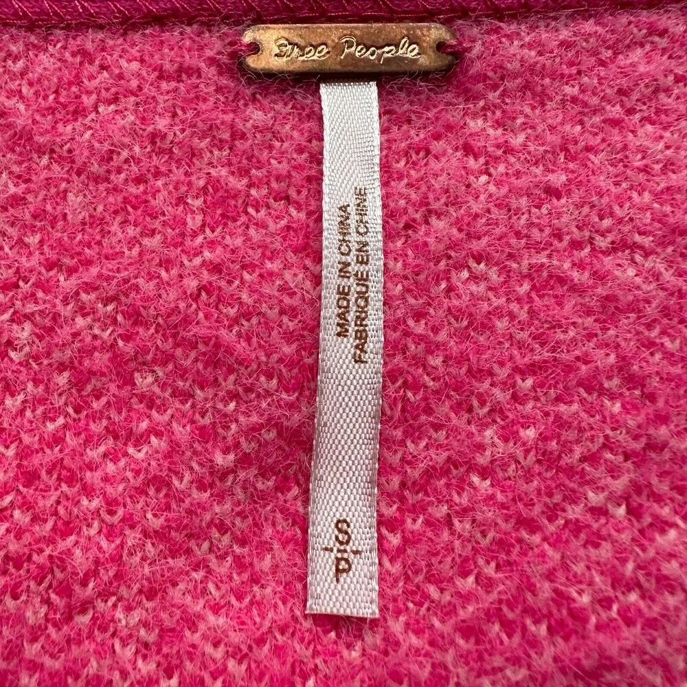 Free People Sweater Weather‎ Women’s Small Pink Knit Scoop V-Neck High Low Nylon